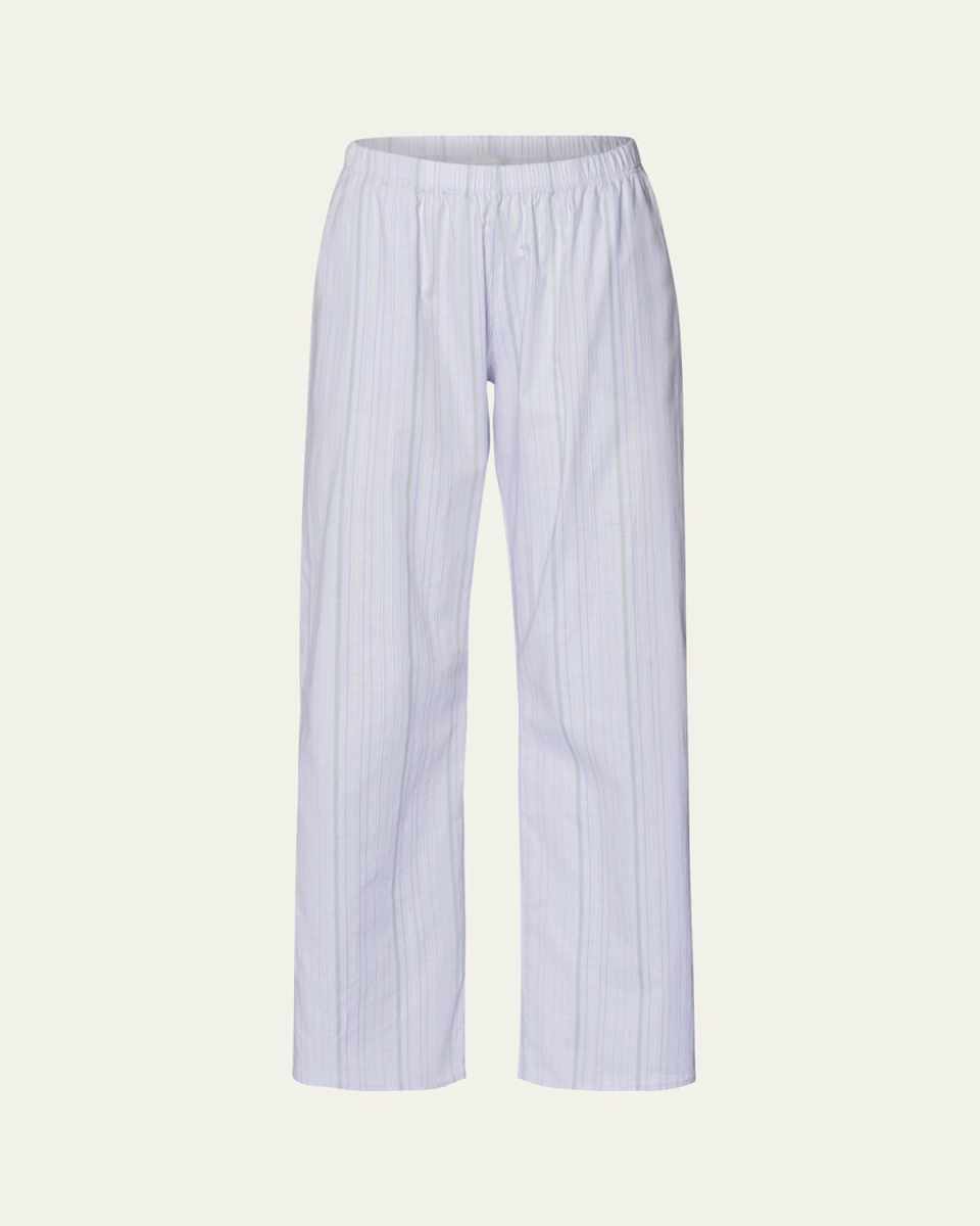 Striped Straight-Leg Cotton Lounge Pants